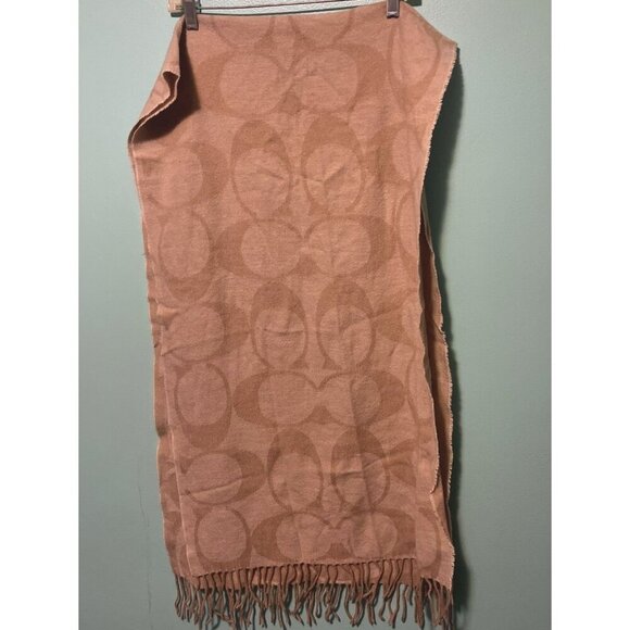 Coach Signature C Muffler Scarf New With Tags Reversible Brown Made On Italy Raw - Picture 1 of 9